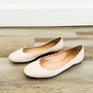 Chloe Light Beige Scallop Ballet Flats 37.5/7